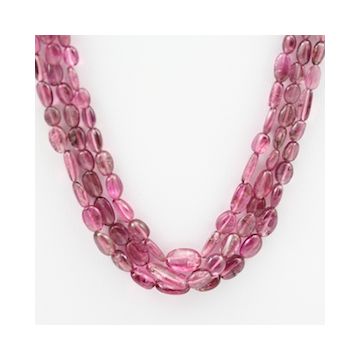Pink Tourmaline Long Tumbled Beads - 3 Lines - 133.00 carats - 20 to 21 inches - (ToTub1021)