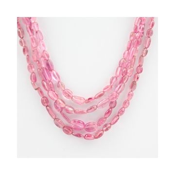 Pink Tourmaline Long Tumbled Beads - 4 Lines - 139.50 carats - 16 to 19 inches - (ToTub1022)