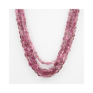 Pink Tourmaline Long Tumbled Beads - 4 Lines - 167.00 carats - 18 to 20 inches - (ToTub1023)