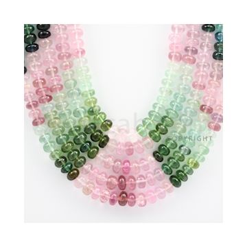 Multi-Tourmaline Roundel Beads - 5 Lines - 691.20 carats - 17 to 20 inches - (MTour1006)