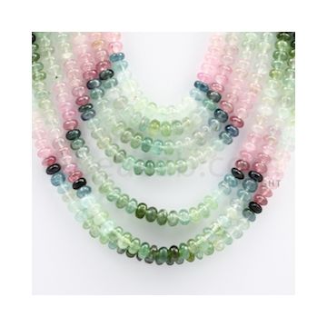 Multi-Tourmaline Roundel Beads - 8 Lines - 543.15 carats - 15 to 19 inches - (MTour1012)