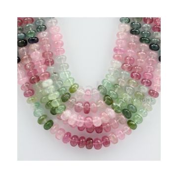 Multi-Tourmaline Roundel Beads - 5 Lines - 825.75 carats - 15 to 20 inches - (MTour1005)