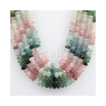 Multi-Tourmaline Roundel Beads - 5 Lines - 618.05 carats - 17 to 20 inches - (MTour1008)