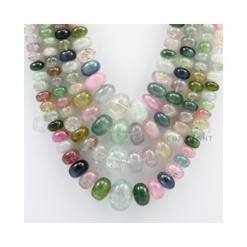 Multi-Tourmaline Roundel Beads - 4 Lines - 689.05 carats - 15 to 20 inches - (MTour1004)