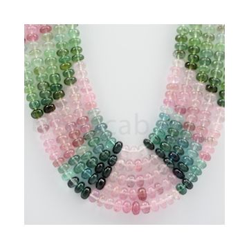 Multi-Tourmaline Roundel Beads - 5 Lines - 545.05 carats - 17 to 20 inches - (MTour1007)