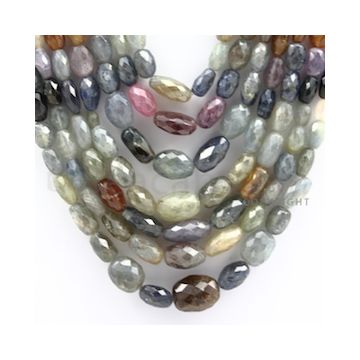 Multi-Sapphire Faceted Long Beads - 7 Lines - 1208.08 carats - 15 to 22 inches - (MSFLB1003)