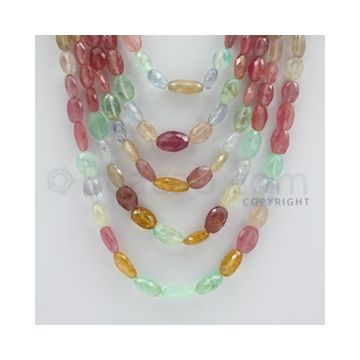 Multi-Sapphire Faceted Long Beads - 5 Lines - 642.70 carats - 16 to 23 inches - (MSFLB1009)