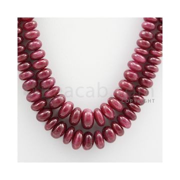 Ruby Roundel Beads - 2 Lines - 402.00 carats - 16 to 18 inches - (RuRoB1023)