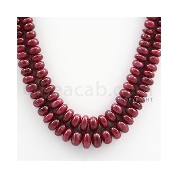Ruby Roundel Beads - 2 Lines - 370.00 carats - 15.50 to 16.50 inches - (RuRoB1019)