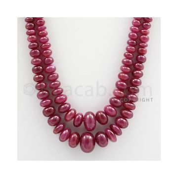 Ruby Roundel Beads - 2 Lines - 247.50 carats - 18 to 20 inches - (RuRoB1022)