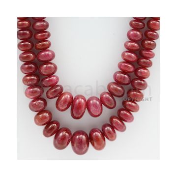 Ruby Roundel Beads - 2 Lines - 665.00 carats - 24 to 26 inches - (RuRoB1021)