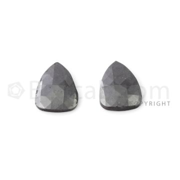 2 Black Diamond Pear Shape Rose Cut Diamonds - 6.90 cts. (DRC1200)