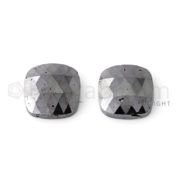2 Black Diamond Cushion Shape Rose Cut Diamonds - 18.97 cts. (DRC1201)