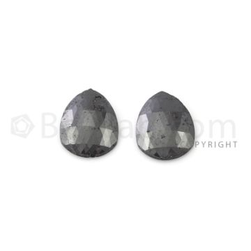 2 Black Diamond Pear Shape Rose Cut Diamonds - 11.73 cts. (DRC1205)