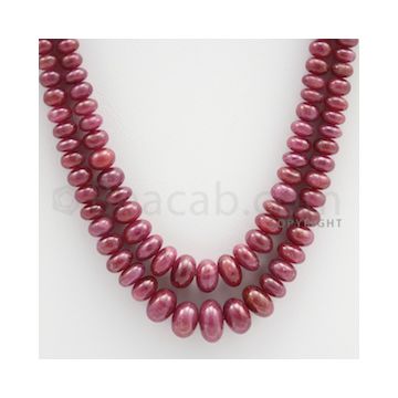 Ruby Roundel Beads - 2 Lines - 359.40 carats - 16 to 17 inches - (RuRoB1020)
