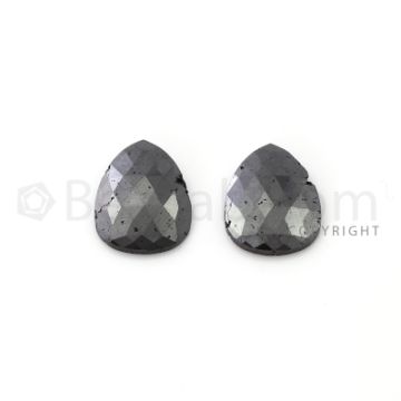 2 Black Diamond Pear Shape Rose Cut Diamonds - 13.35 cts. (DRC1208)