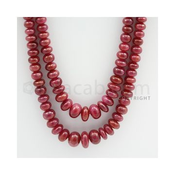 Ruby Roundel Beads - 2 Lines - 505.00 carats - 22 to 24 inches - (RuRoB1001)