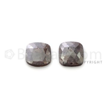 2 Brown Diamond Cushion Shape Rose Cut Diamonds - 6.71 cts. (DRC1258)