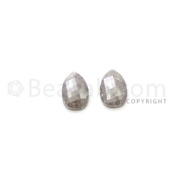 2 Black Diamond Pear Shape Rose Cut Diamonds - 3.92 cts. (DRC1259)