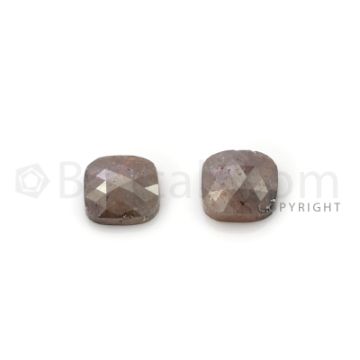 2 Brown Diamond Cushion Shape Rose Cut Diamonds - 3.77 cts. (DRC1281)