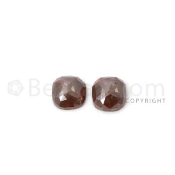 2 Brown Diamond Cushion Shape Rose Cut Diamonds - 3.78 cts. (DRC1286)
