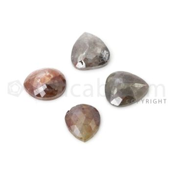 4 Medium Tones Diamond Pear Shape Rose Cut Diamonds - 6.18 cts. (DRC1297)