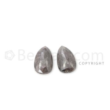 2 Gray Diamond Pear Shape Rose Cut Diamonds - 2.60 cts. (DRC1300)