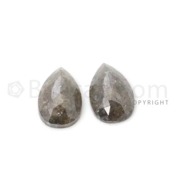 2 Gray Diamond Pear Shape Rose Cut Diamonds - 3.31 cts. (DRC1302)
