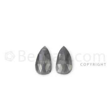 2 Gray Diamond Pear Shape Rose Cut Diamonds - 1.82 cts. (DRC1303)