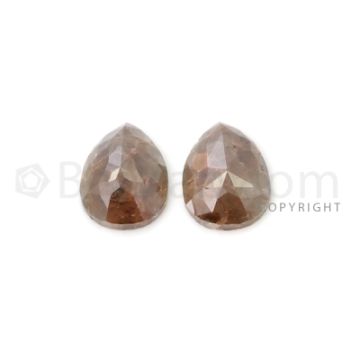 2 Brown Diamond Pear Shape Rose Cut Diamonds - 3.58 cts. (DRC1317)