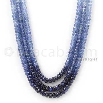 3 Line - 4 to 5.2 mm - Medium Blue Sapphire Faceted Beads - 365.50 cts. (SFB1075)