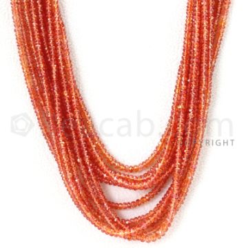 6 Lines - 2.7 to 3.7 mm - Dark Orange Sapphire Faceted Beads - 558.05 cts. (OSFB1008)
