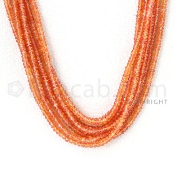7 Lines - 2.7 to 3.5 mm - Dark Orange Sapphire Faceted Beads - 354.20 cts. (OSFB1010)