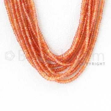 9 Lines - 2.7 to 3.5 mm - Dark Orange Sapphire Faceted Beads - 468.70 cts. (OSFB1011)