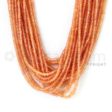 18 Lines - 2.7 to 3.3 mm - Medium Orange Sapphire Faceted Beads - 925.50 cts. (OSFB1012)