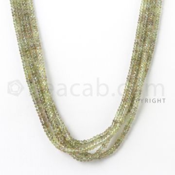 4 Lines - 2.7 to 4 mm - Light Green Sapphire Faceted Beads - 195.40 cts. (GSFB1010)