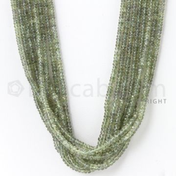 8 Lines - 2.4 to 3.5 mm - Light Green Sapphire Faceted Beads - 394.85 cts. (GSFB1011)