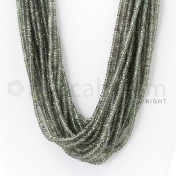 12 Lines - 2.6 to 3.7 mm - Light Green Sapphire Faceted Beads - 570.00 cts. (GSFB1012)