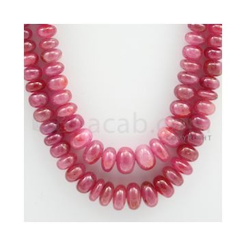 Pink Sapphire Roundel Beads - 2 Lines - 530.00 carats - 20 to 22 inches - (PnSRoB1004)