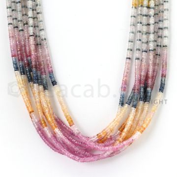 8 Lines - 2.8 to 3.2 mm - Light Tones Multi Sapphire Faceted Beads - 412.00 cts. (MSFB1037)