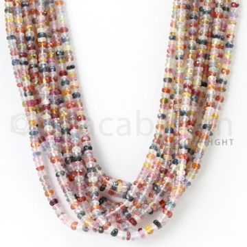 10 Lines - 3.3 to 3.6 mm - Medium Tones Multi Sapphire Faceted Beads - 592.25 cts. (MSFB1040)