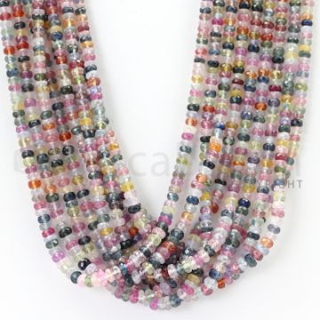 10 Lines - 3.7 to 4.6 mm - Dark Tones Multi Sapphire Faceted Beads - 764.40 cts. (MSFB1041)