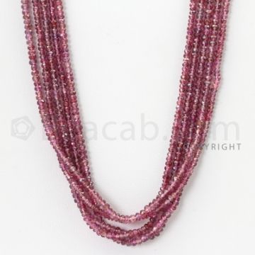 5 Lines - 3.3 mm - Medium Purple Sapphire Faceted Beads - 188.37 cts. (PPSFB1002)