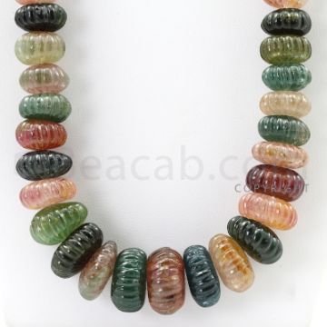 1 Line - 15 to 20 mm - Dark Tones Tourmaline Carved Beads - 761.00 cts. (TOCARB1006)