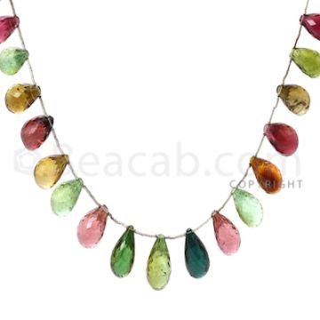 31 pcs - Medium Tones - Tourmaline Faceted Drops (AAA) - 191.30 cts. (TFD1007)