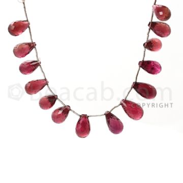 15 pcs - Dark Pink - Tourmaline Faceted Drops (AAA) - 84.00 cts. (TFD1009)