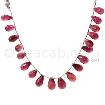 19 pcs - Dark Pink - Tourmaline Faceted Drops (AAA) - 107.00 cts. (TFD1011)
