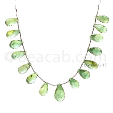 15 pcs - Medium Green - Tourmaline Faceted Drops (AAA) - 79.25 cts. (TFD1012)