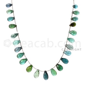 23 pcs - Dark Green - Tourmaline Faceted Drops (AAA) - 122.00 cts. (TFD1013)