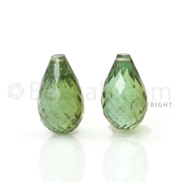 2 pcs - Dark Green - Tourmaline Faceted Drops (AAA) - 10.06 cts. (TFD1021)
